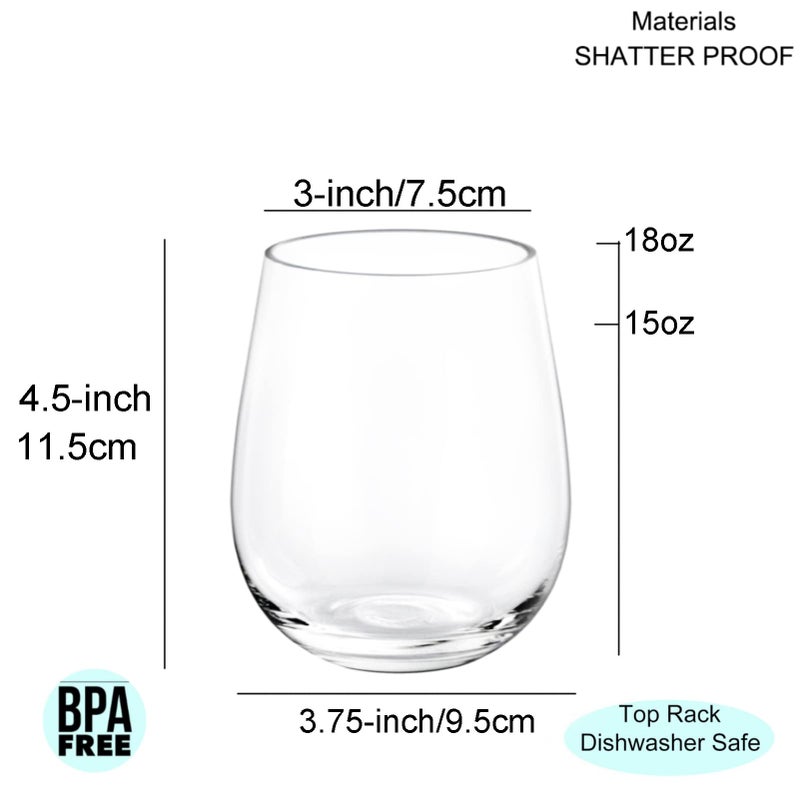KX-WARE Unbreakable 18-ounce Acrylic Stemless Wine Glasses, set of 4 Clear - Image 2